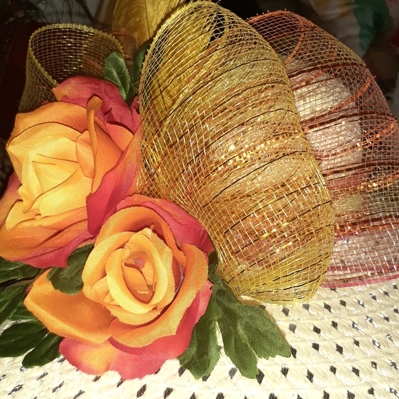 GROOVY GLAM Tropicana Sunset Roses Handmade Original Kentucky Derby Fancy Hat main image 8
